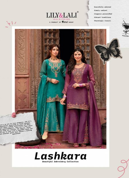 Lashkara Silk By Lily And Lali Embroidery And Handwork Kurti With Plazzo Dupatta Wholesale Online